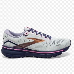 Brooks Ghost 15‎ Running Shoes Womens 7 wide White Blue Pink Cushion 1203801D492